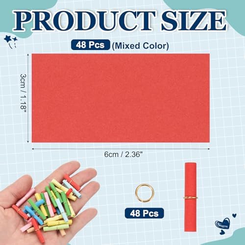 MECCANIXITY 48Pcs Message Paper Scrolls 3x6cm Lucky Wishing Mixed Color - Image 2