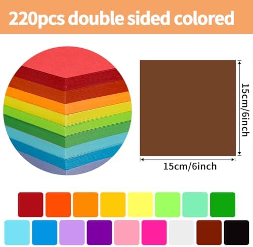 Praisebank Brown Origami Paper, 220pcs 6x6 inch, Double Sided Color, Origami Paper Kit for Crafts, Origami Kit. - Image 2