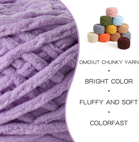 Plush Chenille Chunky Velvet 100g (49.2yd) - Fluffy Yarn for Crochet & Knitting - Baby Amigurumi Yarn (Purple) - Image 2