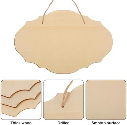 40 Pcs Unfinished Wood Sign Blank, 4 Style Rectangular Wooden Plaques with Hanging Ropes for DIY Painting, Crafts, Home Door Wall Art and Holiday Decor, 9 x 5.91 Inch - Image 3