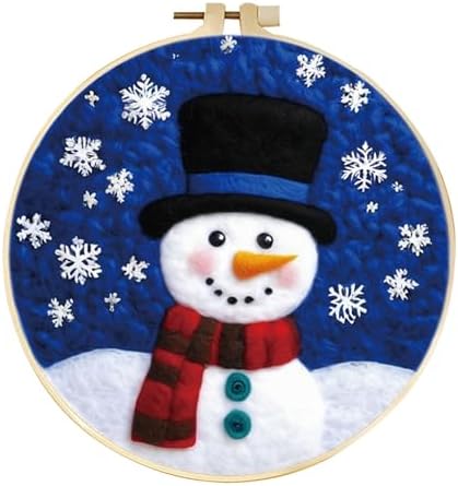 yesJRL Snowman Needle Felting Kit, Felt Painting Kits for Beginners, Felt Painting Set Gift for Xmas Decoration, Starter Needle Felting with Pad, Needles, Wool, Decorative Frame by yesJRL