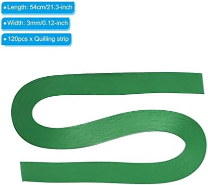 PATIKIL Quilling Strips Paper 120pcs 1/8"(3mm) 54cm Origami Paper Quilling Strip for Art DIY Hand Craft Christmas Dark Green - Image 2