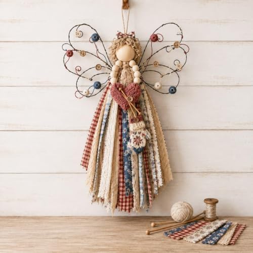 CHIANART Angel Fabric Hanging DIY Kit, Macrame Wall Weaving Craft,Crochet Wall Hanging Kit, Rustic Farmhouse Christmas Tree & Holiday Home Decor, Beginner-Friendly Handmade Gift for Women (G) by Unknown