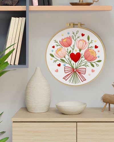 ERKOON Embroidery Kit for Beginners Adult, Flower Cross Stitch Set Include Embroidery Cloth Hoops Threads for Craft Lover Hand Stitch with Embroidery Skill Techniques (Bouquet) - Image 7