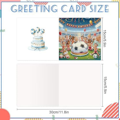 jinglinhh 6pcs Diamond Art Painting Happy Birthday Football Cake Greeting Cards with Envelopes, DIY Card Making Kits for Adults, Diamond Art Postcards Christmas Cards Craft Gifts - Image 2