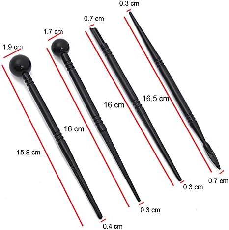 4 Pieces Black Plastic Double-Headed Clay Sculpting Tools Indentation Pen Pottery Sculpture Tool Cake Fondant Decoration Tool - Image 2