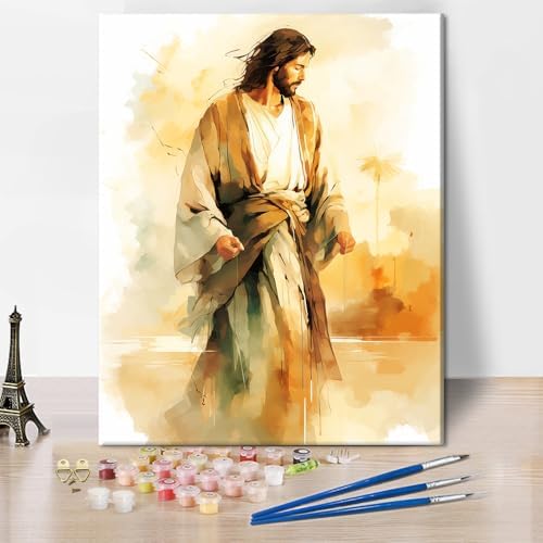 TUMOVO Paint by Numbers for Adults Beginner Jesus Adult Paint by Number with Brushes Acrylic Painting Christian DIY Acrylic Paint by Numbers Kits on Canvas Religion Art Crafts 16"x20"(Frameless) by TUMOVO