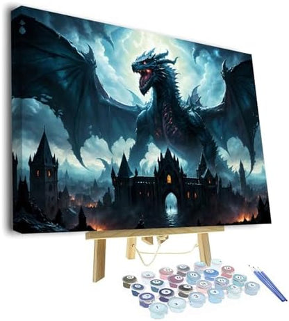 Paint by Number for Adults, Dragon Oil Painting for Adult, Fantasy Wild Animals Adults' Paint-by-Numbers Kits, DIY Painting by Numbers Arts Craft for Home Decor Framed, 16 X20 Inch by TUMOVO