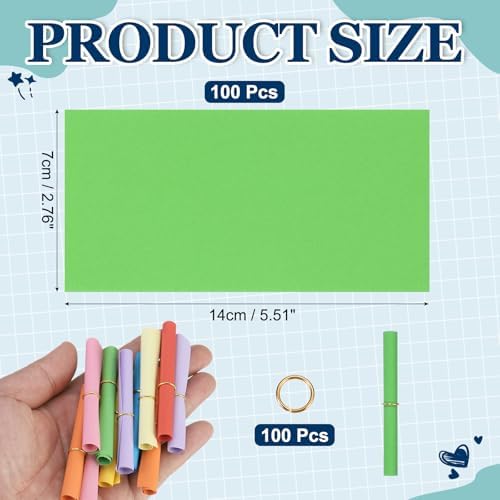 MECCANIXITY 100Pcs Message Paper Scrolls 7x14cm Lucky Wishing Light Green - Image 2