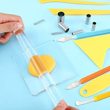 Honoson 23 Pcs Clay Sculpting Tools Set with Roller Cutters,Colorful - Image 4