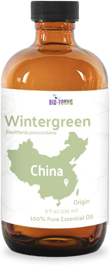 Nature Packaged Wintergreen Essential Oil - Direct from Bio-Young Aromas China - Steam Distilled - Aceite de Gaulteria for Aromatherapy, Massage, Diffuser, DIY Candle and Soap Making - 8oz