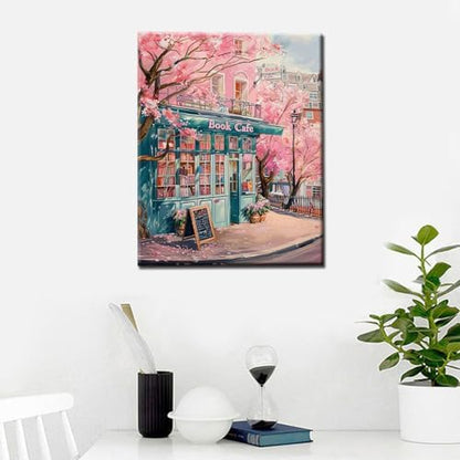 London Library Paint by Numbers Kits for Adult Pink Blossom Floral Paint by Numbers Bohemia Paint by Numbers for Adults Canvas for Home Decoration Creative Wall Art DIY Framed 16x20 Inch - Image 2