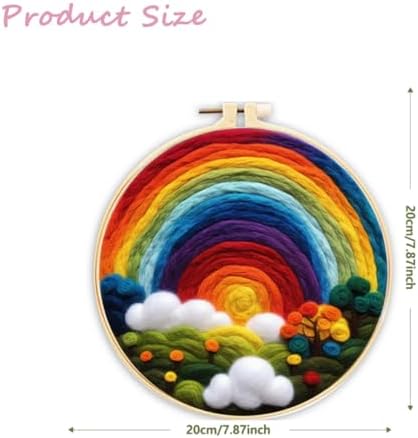 CaptainCrafts Needle Felting Kit, Wool Felt Supplies, Embroidery Hoops, Wool Painting Tools Needle Felting Starter Kit for DIY Decoration (Rainbow Clouds) - Image 2