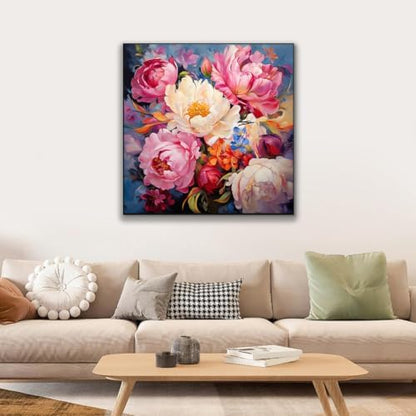 JUJUHOOD Peony Flowers Paint by Numbers Kit for Adults Beginner & Kids Ages 8-12,Abstract Flower Paint by Number Without Easel, Acylic Paint by Numbers for Gift Home Wall Decor 10x10Inch - Image 2