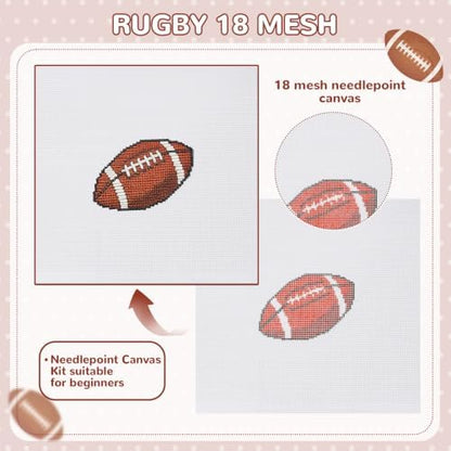 Ansberta 13Pcs Football 18 Mesh Needlepoint Canvas Kit for Beginners Adults - Image 3