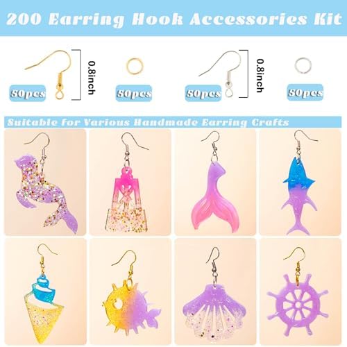 JHYlilia 204Pcs Resin Earring Molds Ocean Marine Life Jewelry UV Resin Jellyfish Shell Starfish Earrings Keychain Necklaces Pendant Silicone Molds DIY Art Craft Jewelry Making Supplies - Image 3