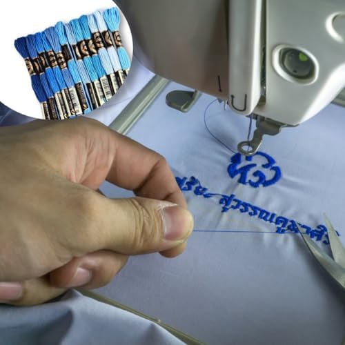 12 Skeins Blue Gradient Embroidery Thread Floss for Hand Sewing - Image 4