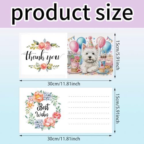 MaiYiYi 6 Pack DIY Cute Dog Diamond Art Greeting Cards Kit - Image 2