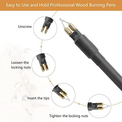 Professional Wood Burning Kit, Wandart 60W Wood Burning Tool Pyrography Kit with Dual Wood Burner 20 Woodburning Wire Nibs Tips including Ball Tips and 5PCS Stencils - Image 5