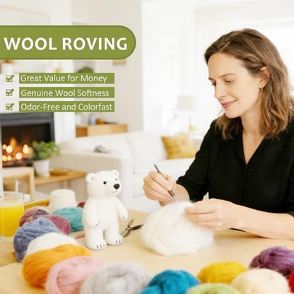 3.4oz Needle Felting Wool Calla Green for DIY Needle Craft Enthusiasts - Image 3