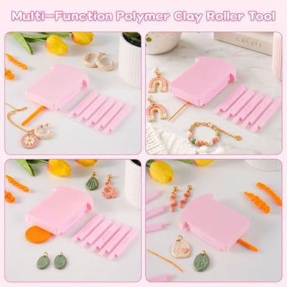 Polymer Clay Roller Guide Set with 12 Sliders, 6 Thickness Sizes, Tube Hoop Guide & Bead Roller Tool for Uniform Strips, Clay Snakes, Twisted Hoop Earrings and Jewelry Making - Image 5