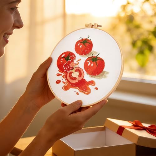 Tomato Embroidery Kits for Beginners Adults, Hand Embroidery Starter Kit, Cross Stitch Kits for Beginners DIY Craft Kits for Adults Women, Entire Set of Embroidery Supplies【Full-length Video Tutorial】 - Image 5