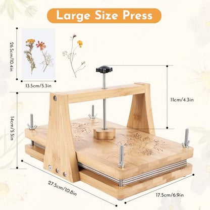 NIUGRECF 1Set Large Wooden Flower Press Kit - Even Pressure Flowers Pressed DIY Arts Set for Making Dried Flower/Plant（11in*7in） - Image 2