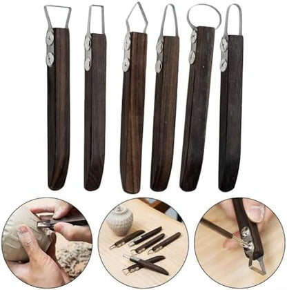 FABULETTA DIY Pottery Making Kit with Replaceable Trimming Heads, Stainless Steel Clay Sculpting Scraper and Wooden Handle for Ceramic Carving(D) - Image 4