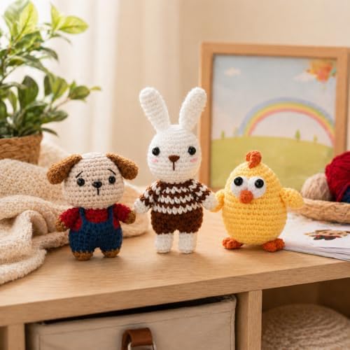 Xanlon Crochet Kit for Beginners,3pcs Animals Knitting Beginner Starter Kit - Image 4