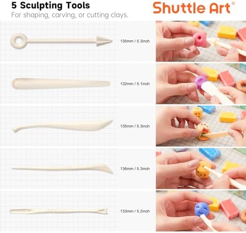 Shuttle Art 117 PCS Polymer Clay Kit, 95 Unique Colors & Extra Basic Colors, 5 Carving Tools, Non-Toxic, Non-Sticky, Small Block, Ideal Gift for Kids - Image 4