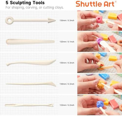 Shuttle Art 117 PCS Polymer Clay Kit, 95 Unique Colors & Extra Basic Colors, 5 Carving Tools, Non-Toxic, Non-Sticky, Small Block, Ideal Gift for Kids - Image 4
