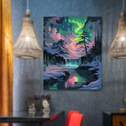 Lovepefe Snow Mountain Paint By Numbers Kit for Adults Beginner Waterfall Adult Paint By Number Kits On Canvas Mountain Oil Painting Kit for Adults Kits for Gift Home Wall Decor 16x20 Inch - Image 4