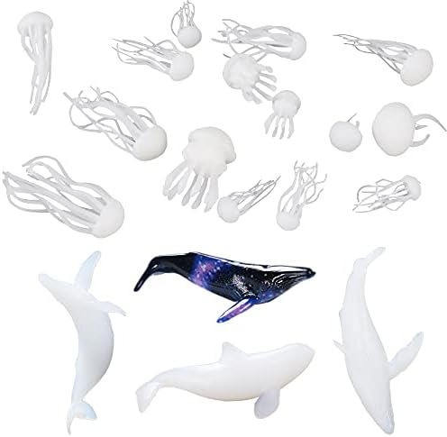Woohome 20 PCS 3D Mini Jellyfish Mini Whale Resin Mould Filler Resin Casting Moulds Fillers, 3D Resin Filler Art Craft Supplies Epoxy Moulds for Jewelry Making Supplies, Art Resin Crafts DIY by Woohome