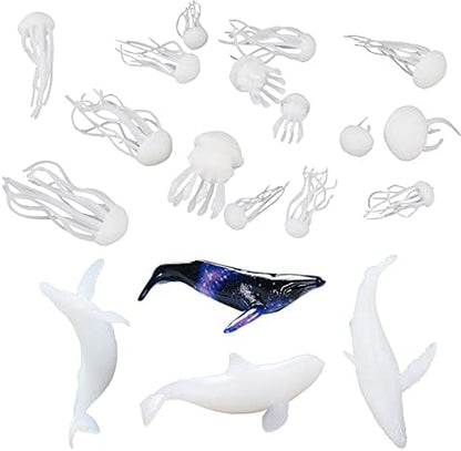 Woohome 20 PCS 3D Mini Jellyfish Mini Whale Resin Mould Filler Resin Casting Moulds Fillers, 3D Resin Filler Art Craft Supplies Epoxy Moulds for Jewelry Making Supplies, Art Resin Crafts DIY by Woohome