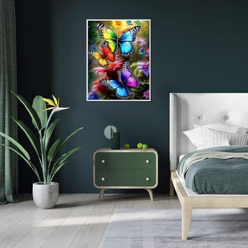 MaiMMaledy Paint by Numbers Kit for Adults Beginners with Framed Canvas Pictures Drawing Painting Acrylic Pigment with Wooden Triangle Easel 8Lx12W inch Colorful Butterfly - Image 5