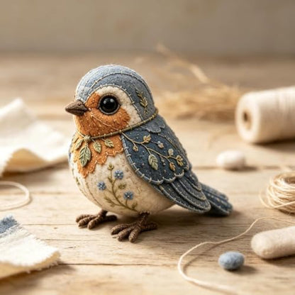 Woodland Friends DIY Felt Patchwork Kit, Pastoral Wild Creatures Handicraft Activity, Textile Hobby, DIY Fabric Animal, Unique Roseate Doll Ornament (Bird) by Unknown