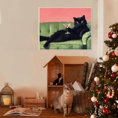 Cat Paint by Numbers Kit for Adults,Retro Paint by Number With Frame - Image 3