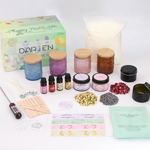 DARJEN Candle Making Kit for Adults, 8 Jars & Tins Soy Wax Scented DIY Set by DARJEN