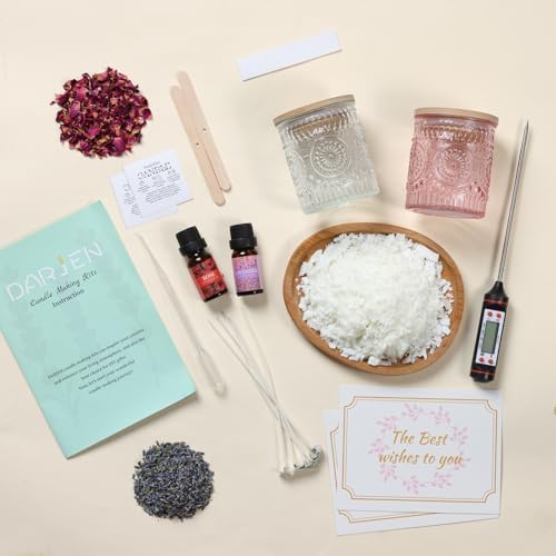 DARJEN Candle Making Kit for Beginners, 2 Jars Soy Wax Scented DIY Set - Image 2