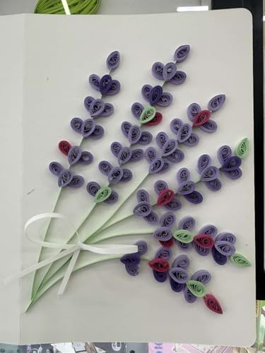 Wizardi Greeting Card Making Kit. Lavender Flowers DIY Quilling Kit F07M3-5-FL2 - Image 2
