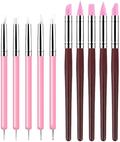 10 Pcs Silicone Clay Sculpting Tools Set, Double-Ended Dotting Tools & Silicone Brushes for Polymer Clay, Air Dry Clay, Pottery & DIY Crafting-Pink by DAIXIANGER