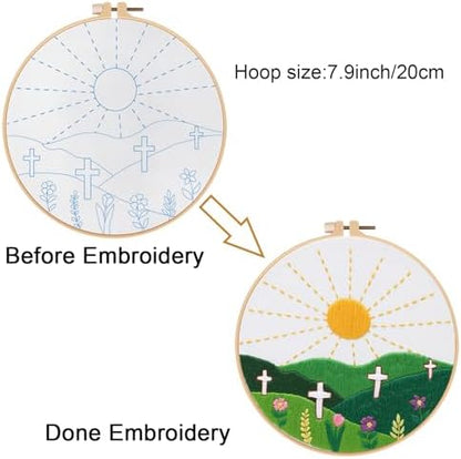 Louise Maelys Christian Cross Sunrise Embroidery Kit for Beginners - Image 3