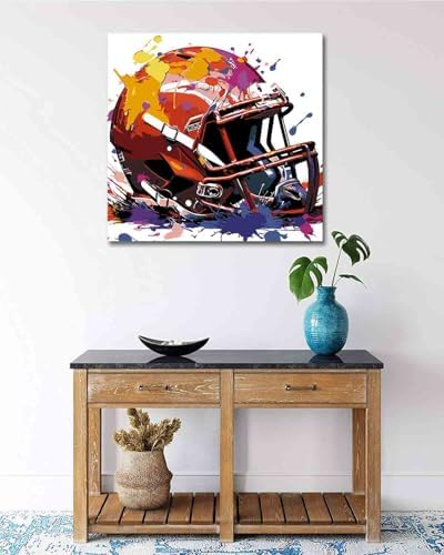 TOCARE Framed Paint by Numbers Kit for Adults Beginners& Kids Ages 8-12, 12x12inch Sport Helmet Paint by Number with Frame, Cartoon Helmet Paint by Numbers Framed Canvas(Without Easel) - Image 7