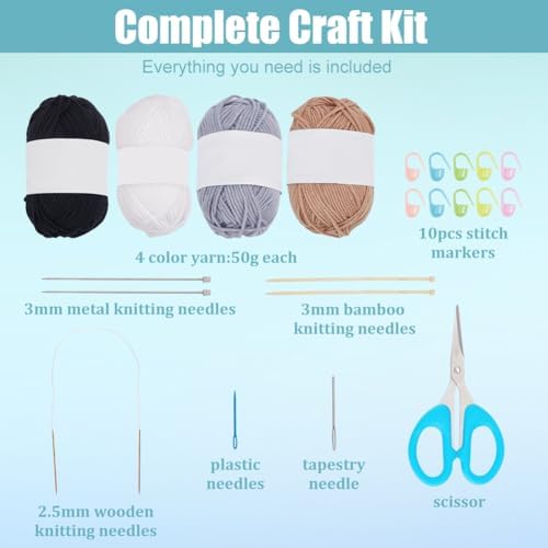 WEBEEDY 4 Sets Socks Knitting Kit Complete DIY Knitting Set with Premium Yarn and Detailed Instruction for Adults Beginner,Easy to Use Socks Knitting Starter Pack Crochet Supplies Craft Set - Image 2