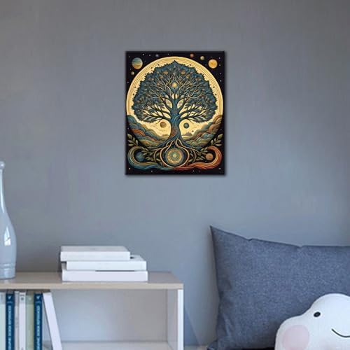 TUMOVO DIY Paint by Number Tree Paint by Numbers for Adults Abstract Moon Adult Paint by Numbers Kids on Canvas Wall Art Paint by Numbers for Adults Beginner 16x20 inch - Image 2