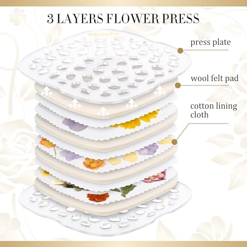 Aboofx Microwave Flower Press 6.3" 3 Layers Fast Drying Pressed Flower Art Kit with Washable Cloth Vibrant Color Rentention Resuable Flowers Preservation Kit for DIY Flowers Art Gift for Nature Lover - Image 2
