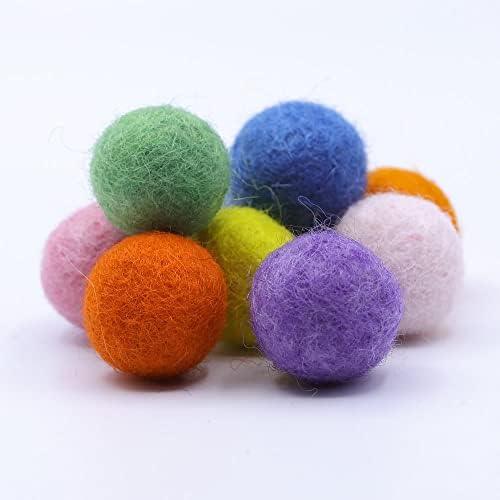 TANJUN Felt Pom Poms, Wool Felt Balls 2 cm – 0.8 Inch, Handmade Felted Multiple Colors(Red, Pink, Blue, Yellow, Black, White, Pastel and More) Bulk Small Puff for Felting and Garland (120) - Image 2