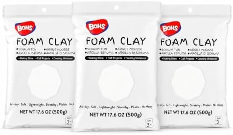 BOHS Foam Clay, White Air Dry Modeling Clay, 3.3 lb, 3-Pack by BOHS