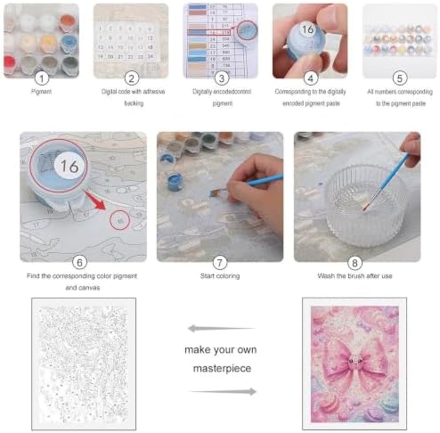 Lyngora Paint by Numbers Kit for Adults Beginner Art Decor Pink Candy Bow - Image 3