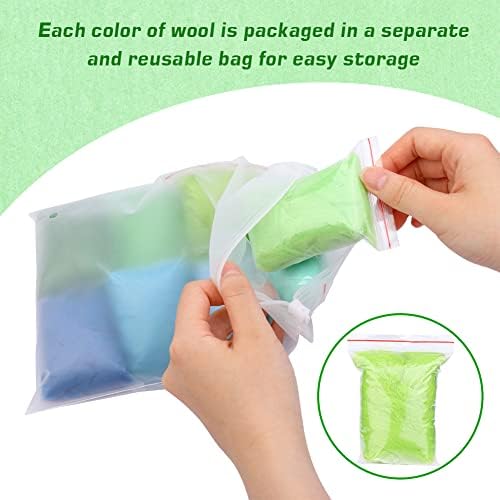 Wonvoc Needle Felting Wool 2.82oz /80g, 8 Colors Wool Roving (Spring) - Image 3